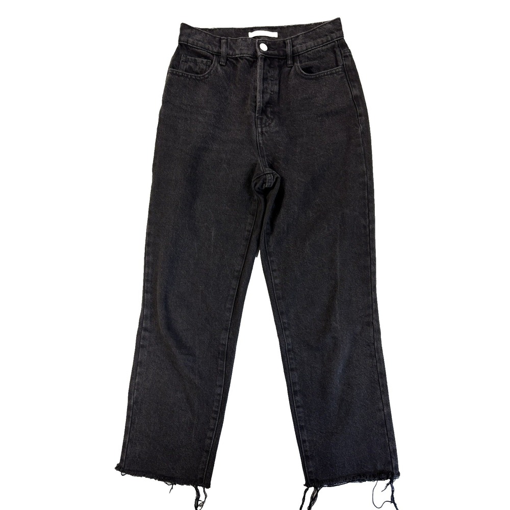 PACSUN Women's 25 Black High Rise Button Fly Straight Jeans Urban Streetwear Y2K